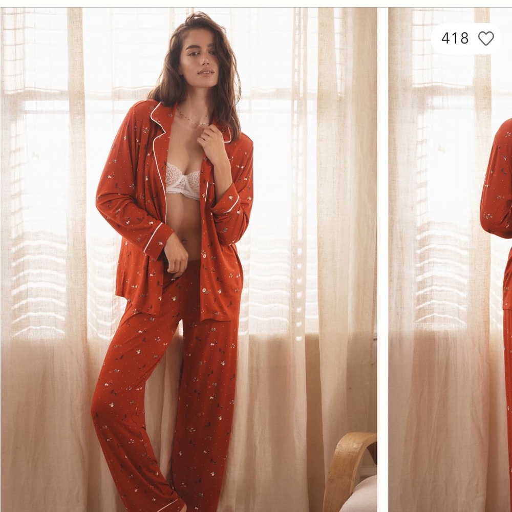 Everjey Gisele size M pajama set present print NWOT